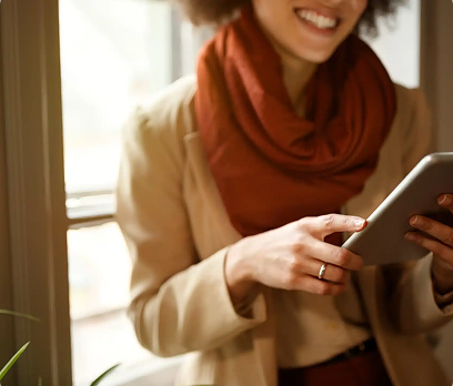 Female holding a mobile tablet