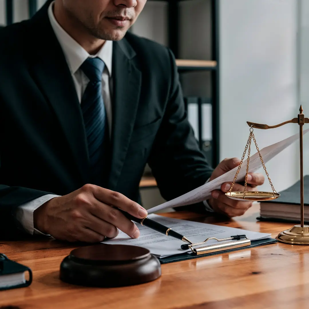 Patent lawyer signing document