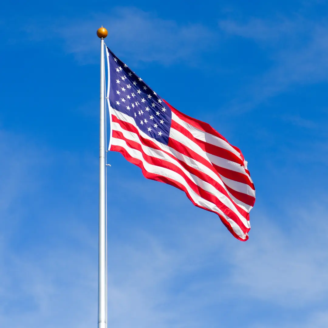 A US flag flying in the wind
