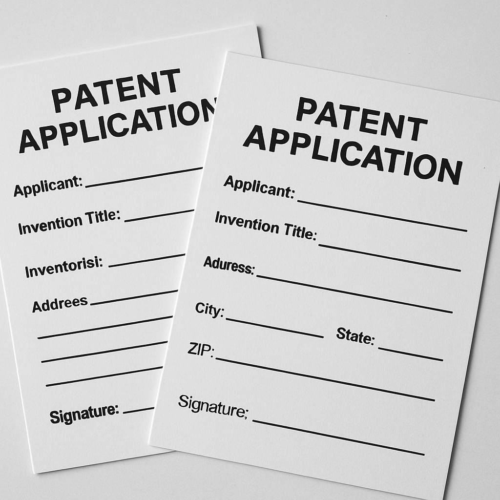 Two patent application forms